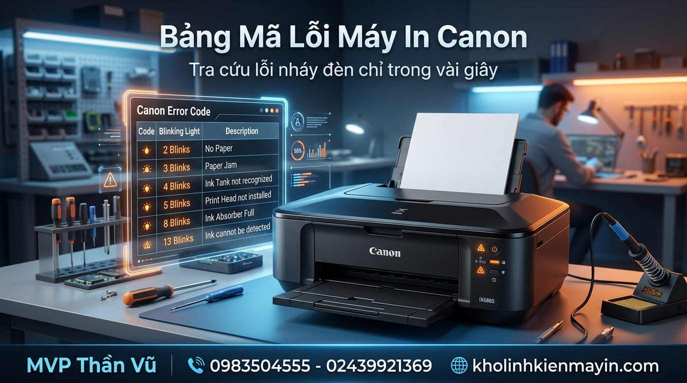 Bảng Mã Lỗi Máy In Phun Màu Canon Phổ Biến Và Cách Xử Lý