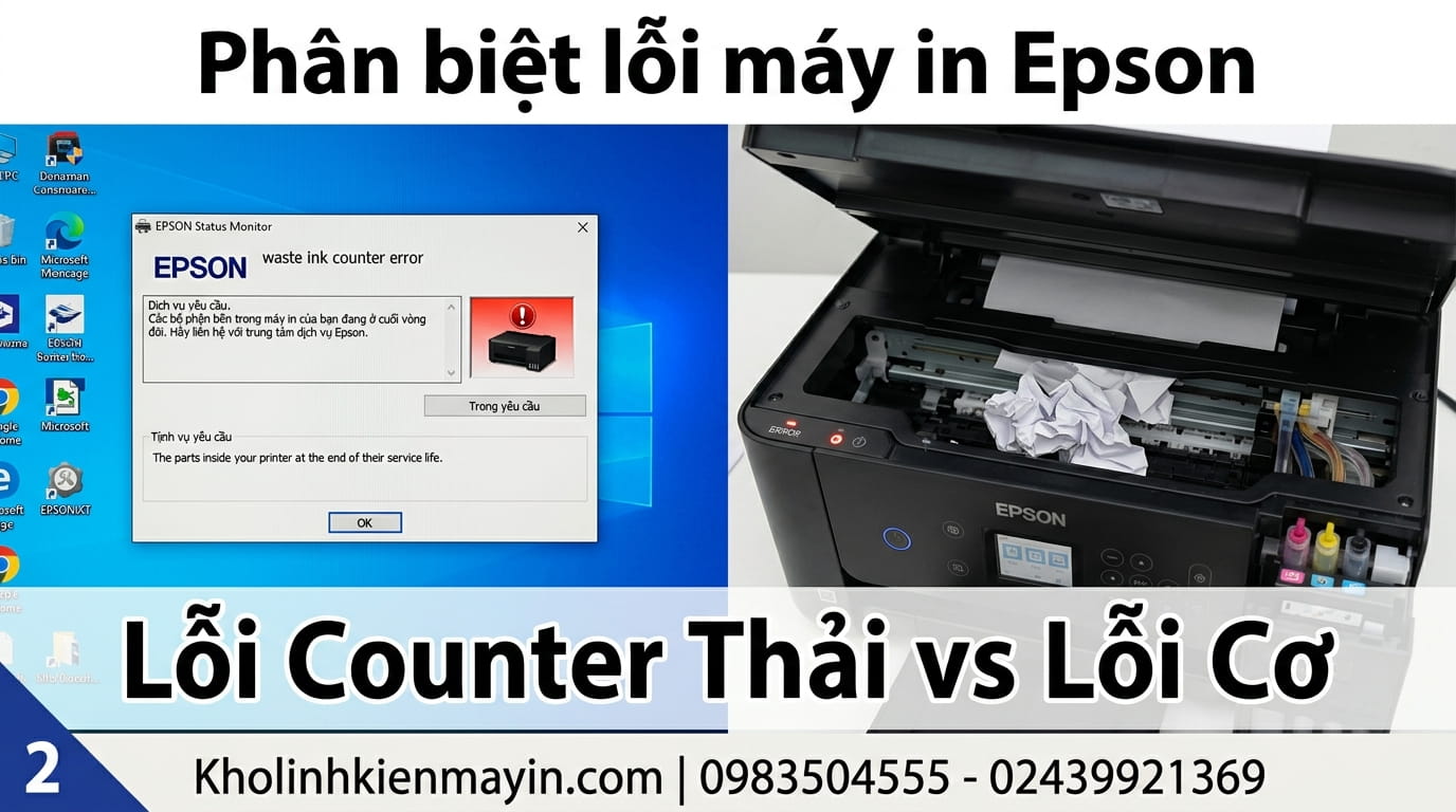 Cách kiểm tra status máy in màu Epson L1110 L3110 L1210 L3150 xem báo lỗi reset counter thải hay báo lỗi cơ
