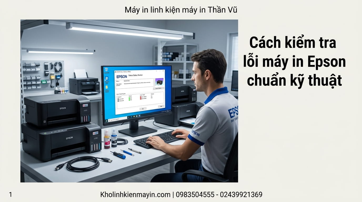 Cách kiểm tra status máy in màu Epson L1110 L3110 L1210 L3150 xem báo lỗi reset counter thải hay báo lỗi cơ