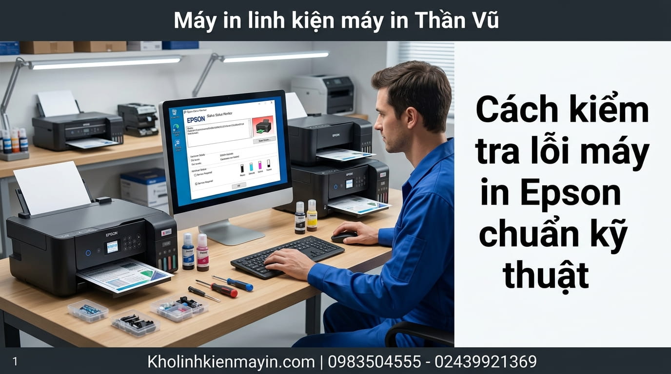 Cách kiểm tra status máy in màu Epson L1110 L3110 L1210 L3150 xem báo lỗi reset counter thải hay báo lỗi cơ chuẩn
