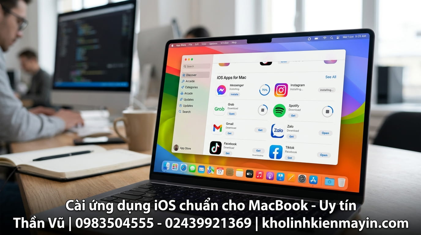 Dịch vụ cài đặt iOS và ứng dụng cho MacBook tại nhà Hà Nội uy tín, hỗ trợ nhanh, cài đặt chuẩn.
