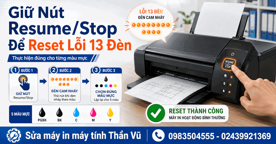 Xử Lý 13 Đèn Cam Canon IX6770 IX6870 IX6860 Bản Chất Lỗi