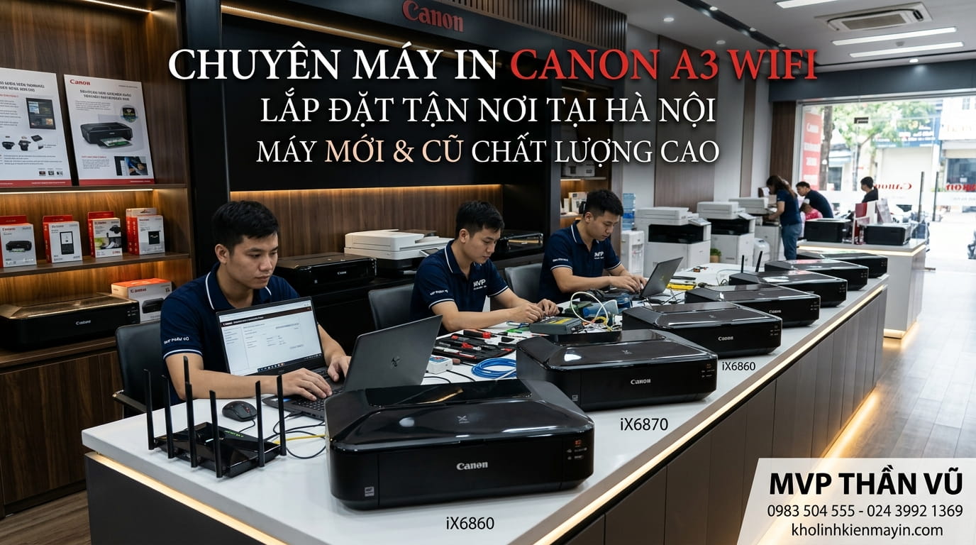 Cài đặt WiFi cho máy in Canon IX6870 tại nhà đơn giản, hỗ trợ kết nối ổn định và nhanh chóng.
