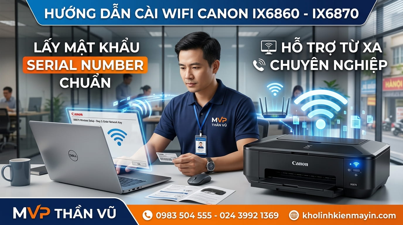 Hướng Dẫn Cài Đặt Wifi Canon IX6860/IX6870 Cách Lấy Mật Khẩu