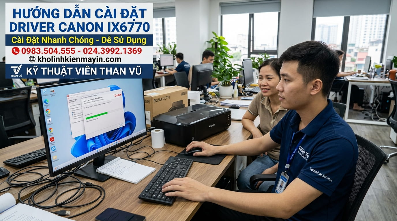 Cách kết nối máy in Canon IX6770 với máy tính nhanh chóng để phục vụ công việc in ấn hiệu quả.
