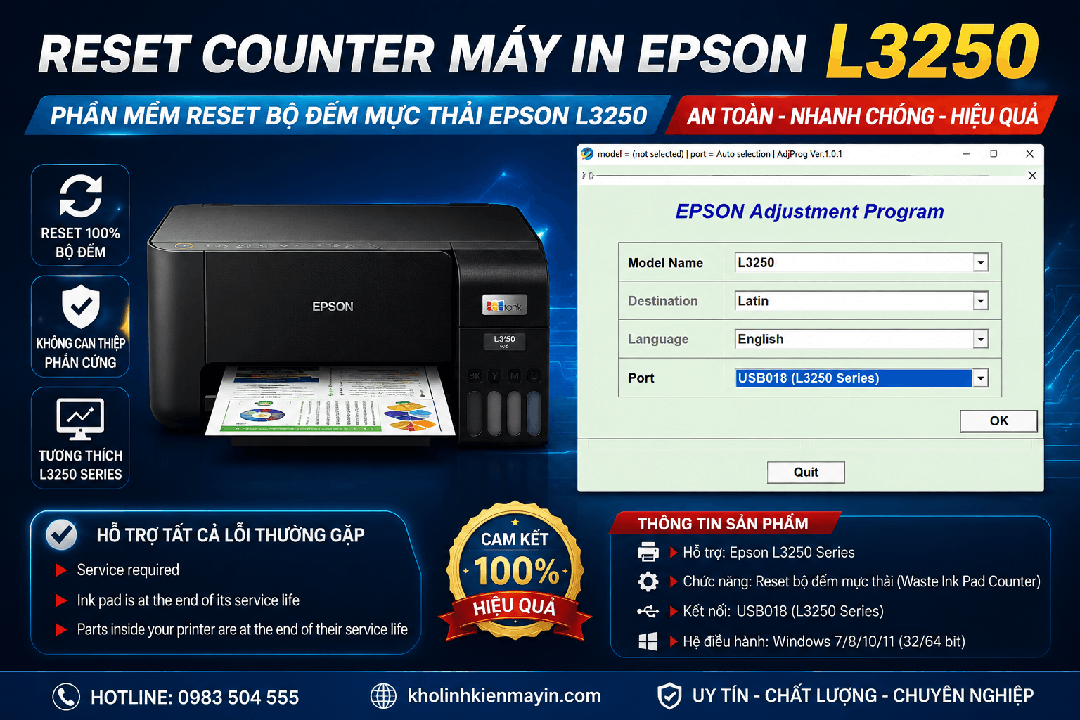 Key reset Epson L5290, L1210 bản chuẩn, kích hoạt ổn định và hỗ trợ nhiều dòng máy Epson.