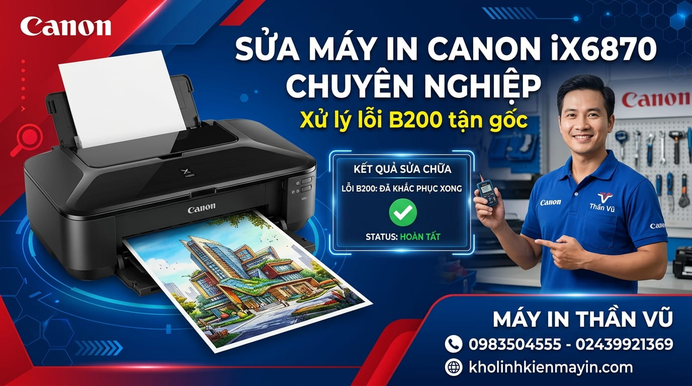 Máy in phun màu Canon IX6770 IX6860 IX6870 lỗi B200 sử lý thế nào ?