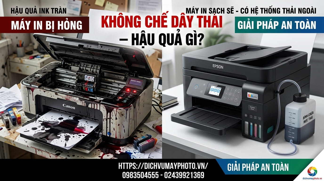 Máy in phun màu thì có nên chế dây thải ra ngoài không ?
