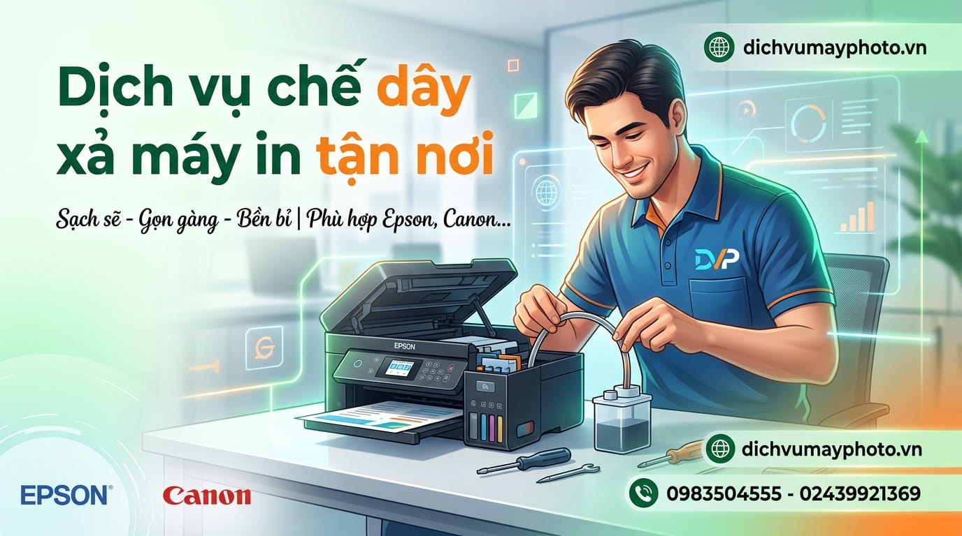 Máy in phun màu có nên chế dây thải mực ra ngoài không? Giải pháp giúp hạn chế tràn mực thải hiệu quả.
