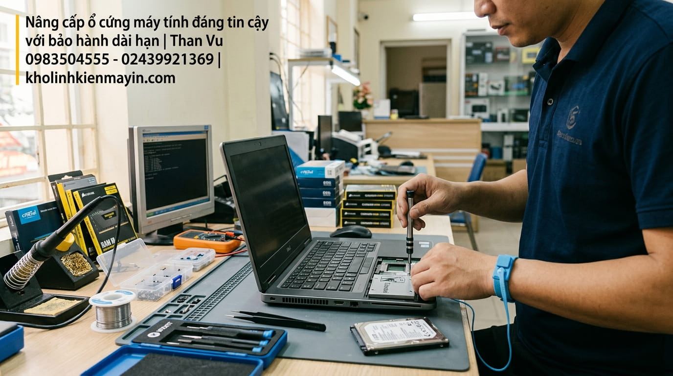 Nâng cấp ổ cứng SSD giúp máy tính chạy mượt, giảm lag, phù hợp học tập và làm việc.