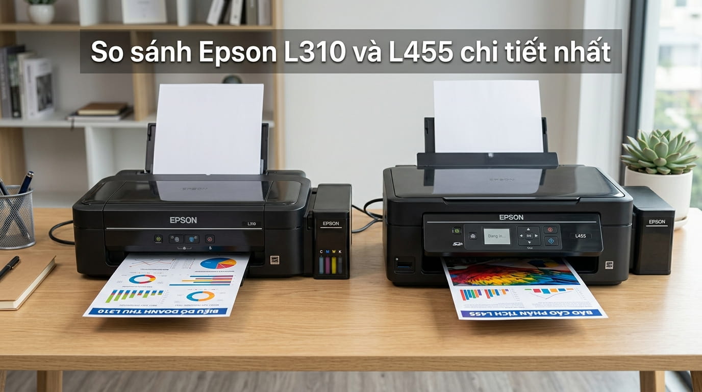So sánh tổng thể máy in phun màu Epson L310 và epson L455