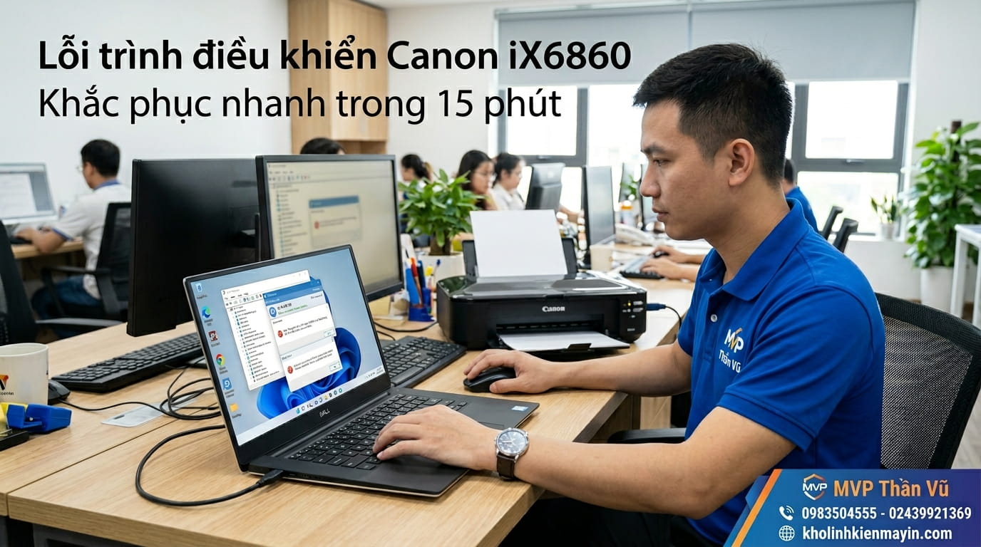 Sửa Canon iX6860 báo lỗi Driver Error nhanh chóng tại Máy In Thần Vũ, hỗ trợ kỹ thuật tận nơi.