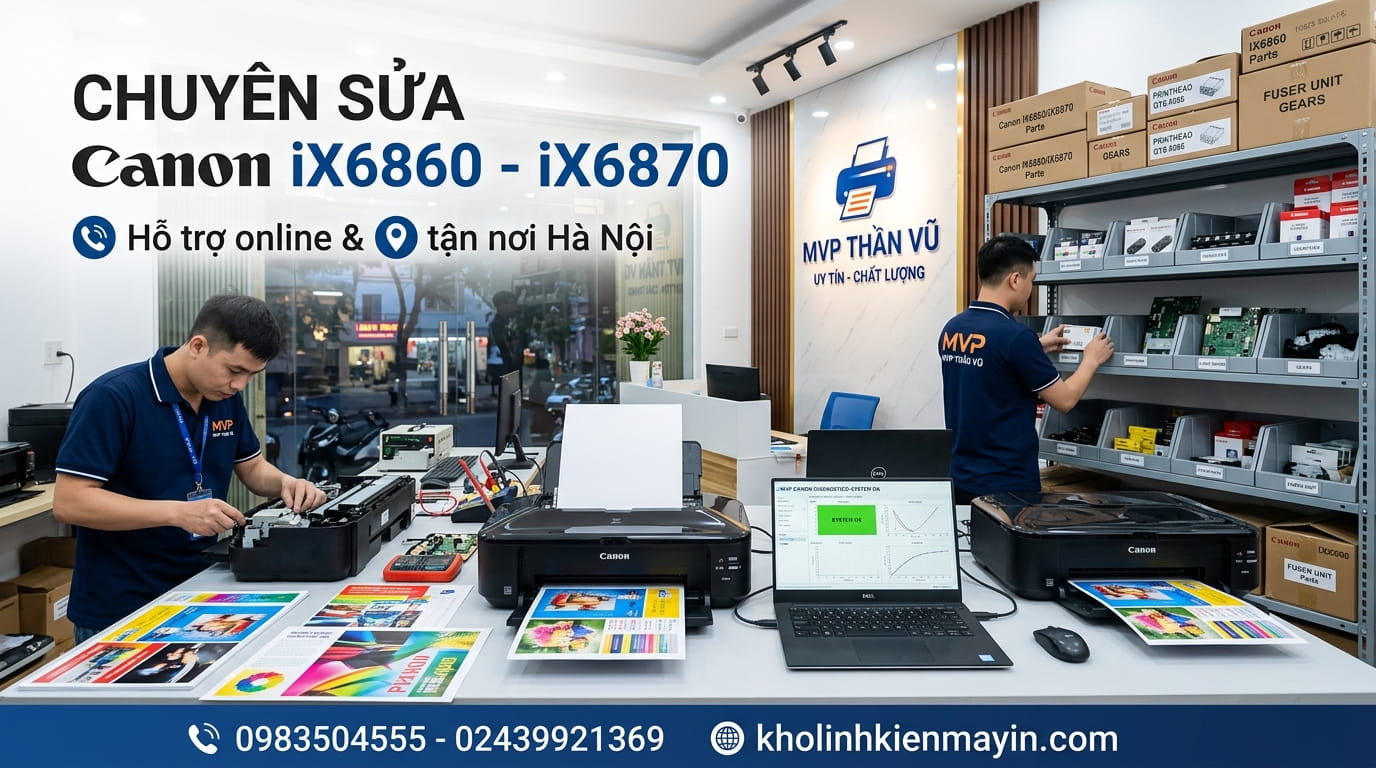 Sửa máy in Canon iX6860 lỗi Driver Error lấy ngay, hỗ trợ tận nơi cho văn phòng và cửa hàng in ấn.
