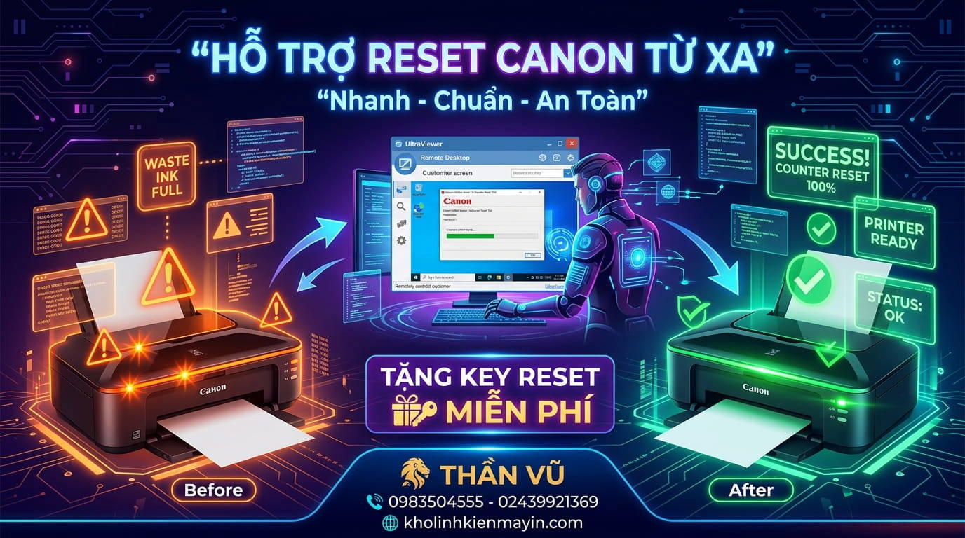 Sửa lỗi Canon iX6770 iX6860 lỗi 7 đèn 8 đèn code 1700 nhanh chóng tại Hà Nội
