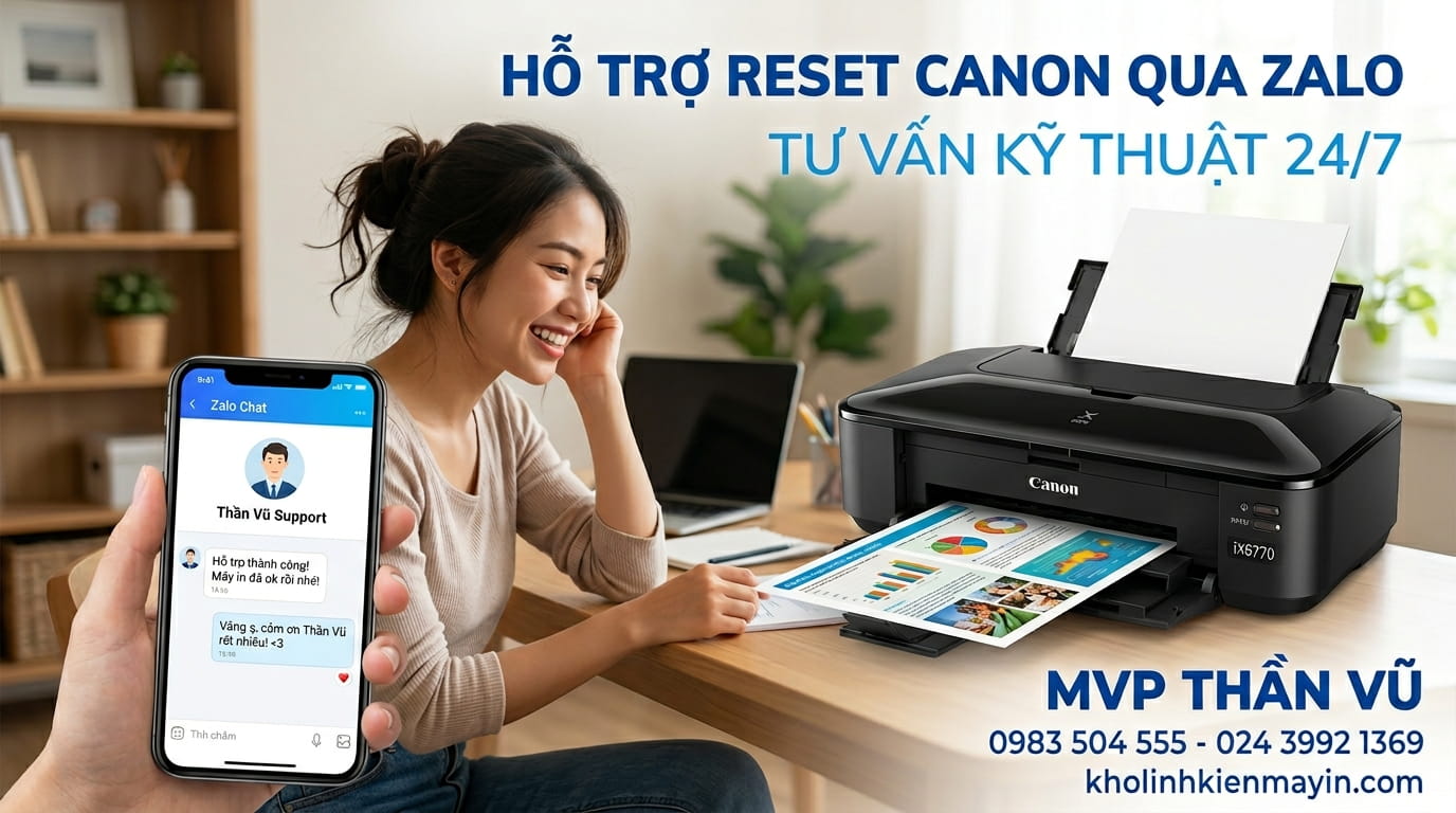 Cách Sửa Lỗi Canon iX6770, iX6860 Lỗi 7 Đèn, 8 Đèn Code 1700