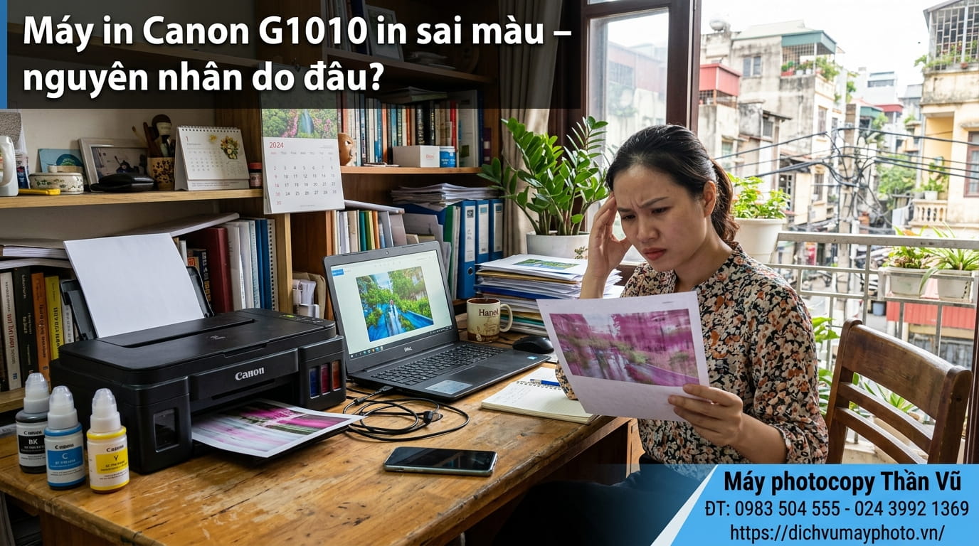 Sửa máy in phun màu Canon G1010 in sai màu in tại Hà Nội