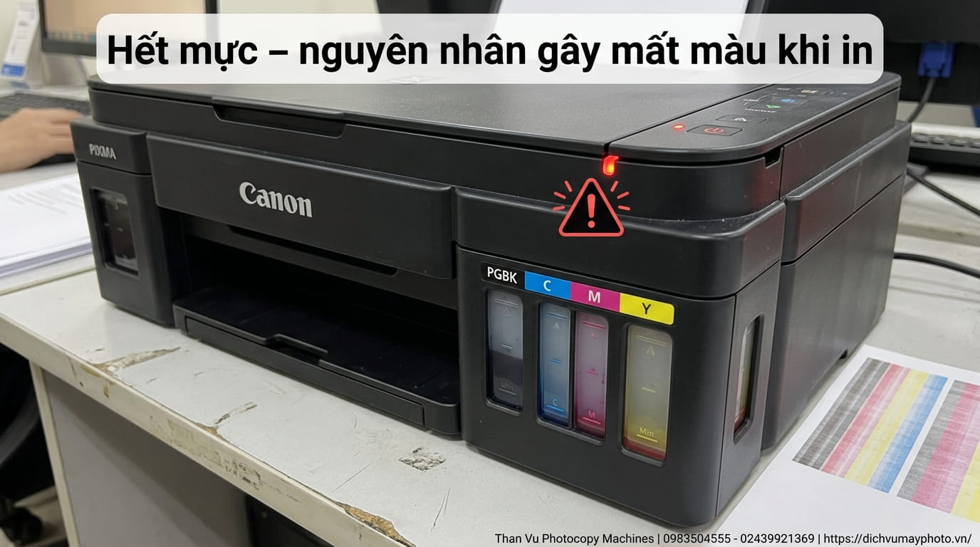 Khắc phục lỗi máy in Canon G1010 lem màu, lệch màu tại Hà Nội, đảm bảo chất lượng bản in ổn định.
