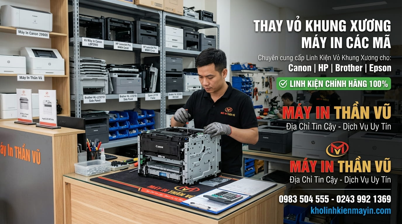 Thay khung xương máy in bị vỡ nứt, hư hỏng giúp máy hoạt động chắc chắn và ổn định hơn.