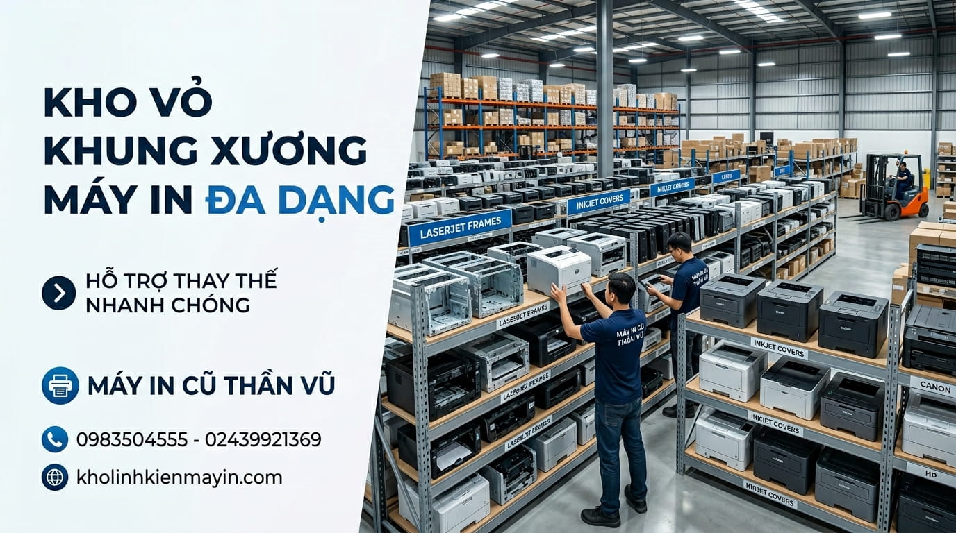 Thay vỏ máy in màu và máy in laser chuyên nghiệp, hỗ trợ nhiều mã máy phổ biến tại Hà Nội.
