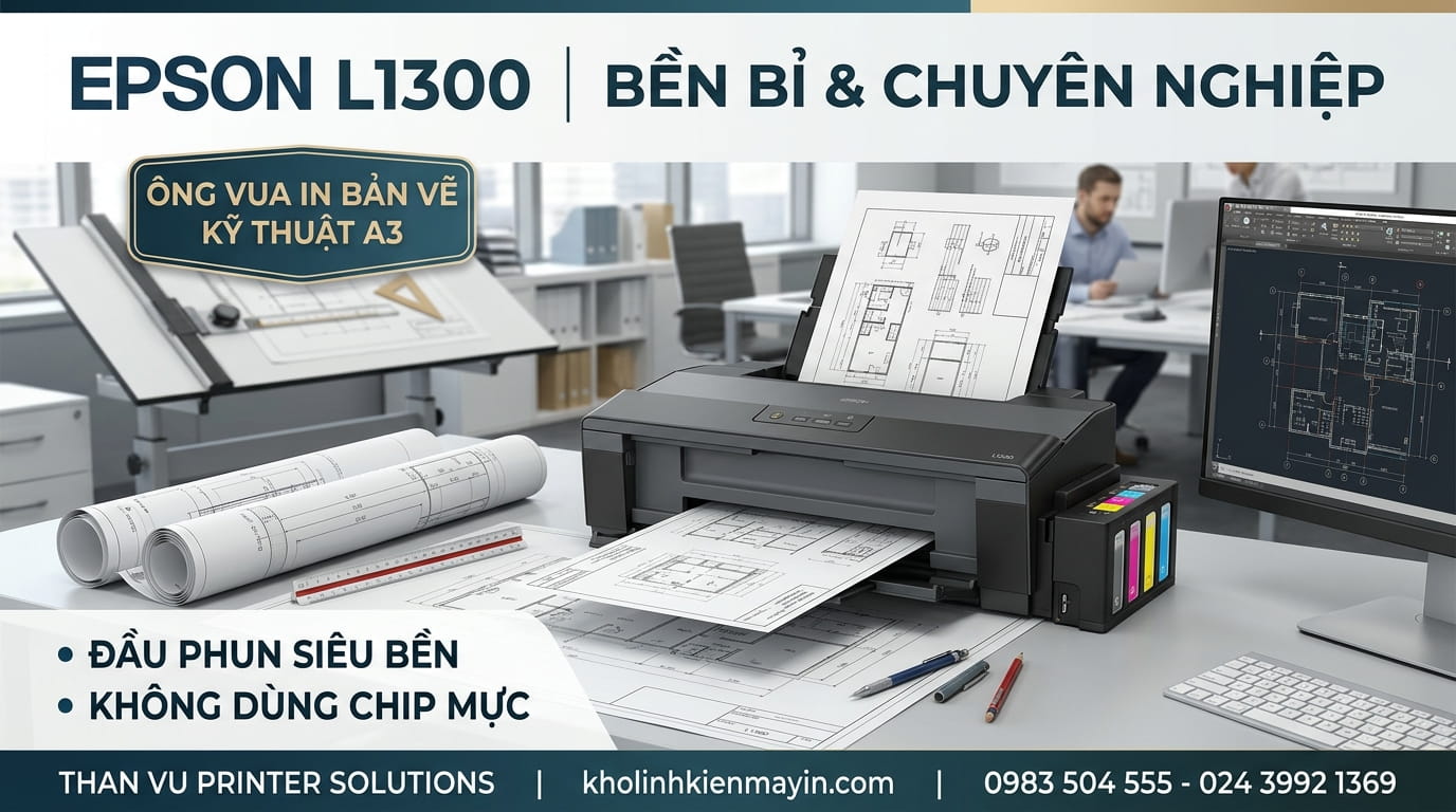 Epson L1300 L1800 in bản vẽ kỹ thuật màu chuẩn nét và ổn định
