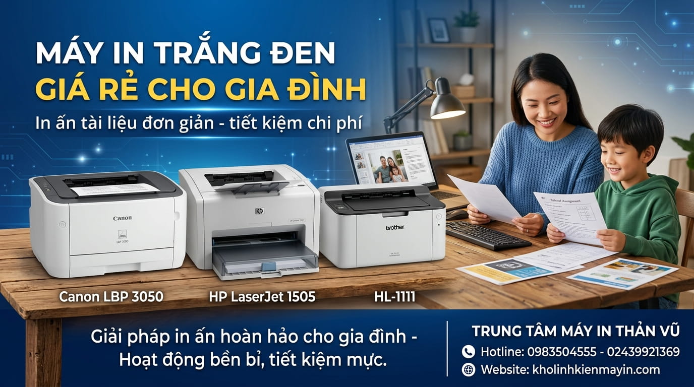 Cách chọn máy in đen trắng phù hợp cho gia đình giúp tiết kiệm điện và chi phí mực in.