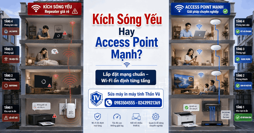 Tăng sóng Wi-Fi cho nhà ống giúp internet ổn định hơn
