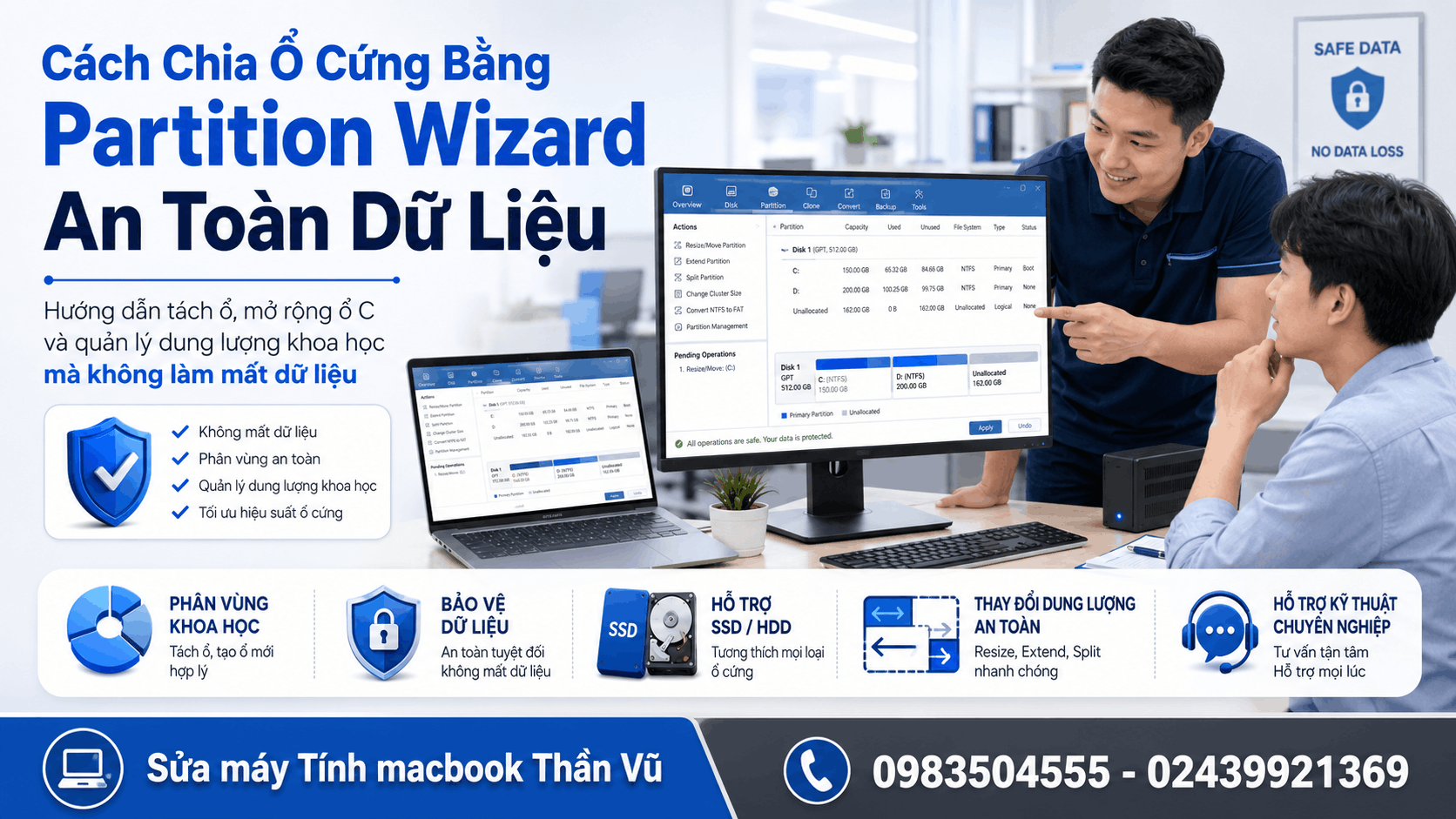 Cách chia ổ cứng bằng Partition Wizard an toàn dữ liệu 100%
