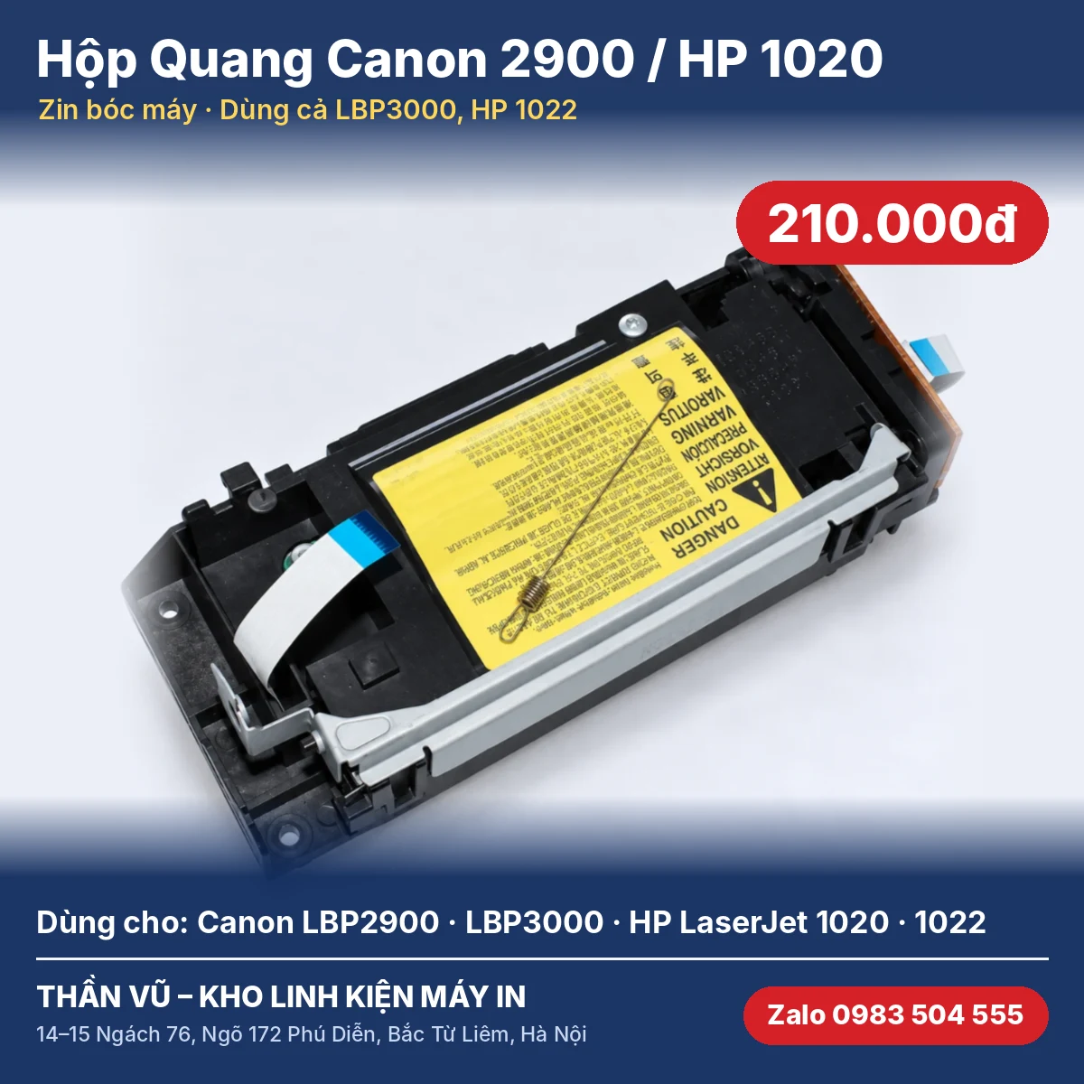 Hộp Quang Máy In Canon 2900 3000 HP 1020 1022 Zin Bóc Máy