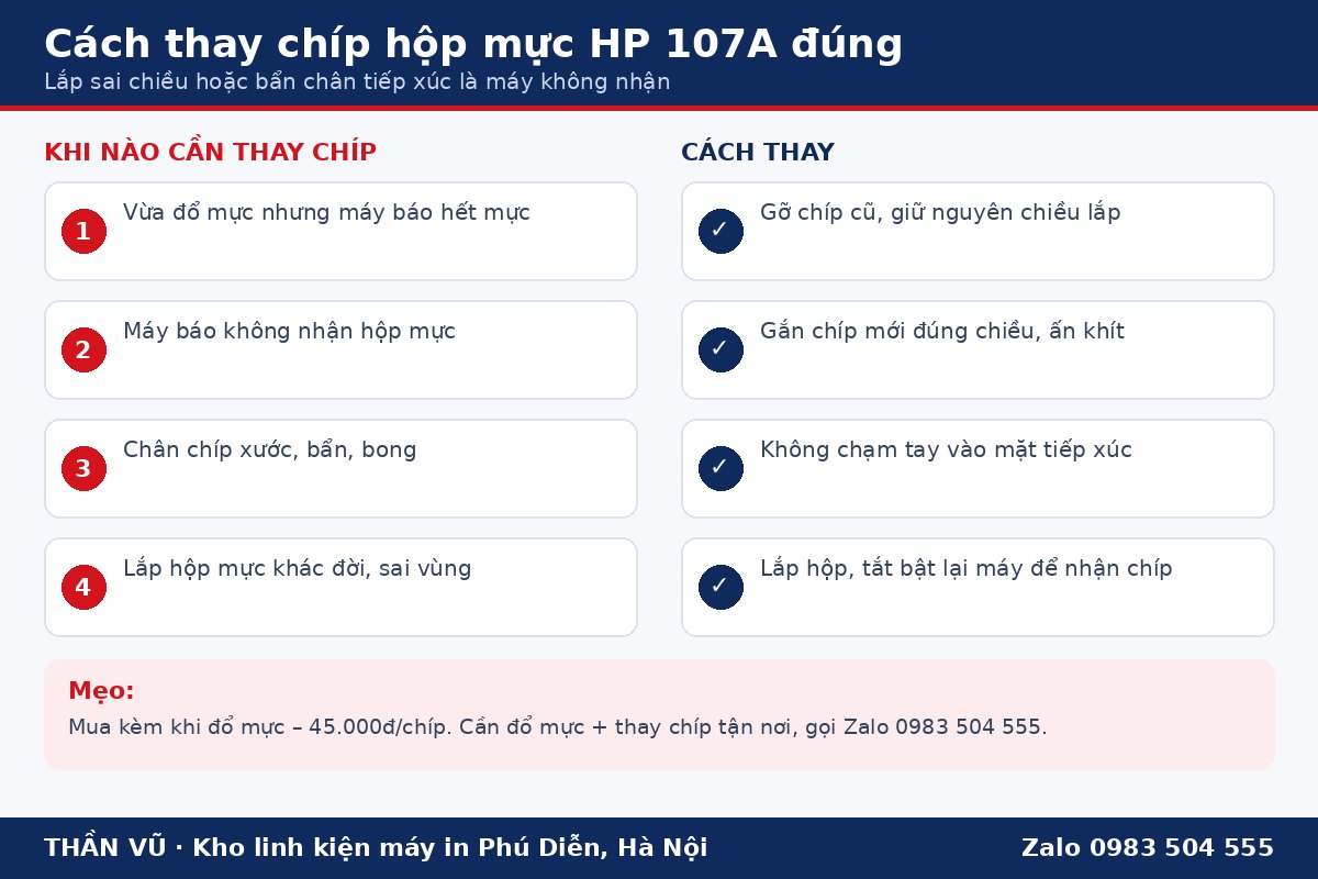 Cách thay chíp hộp mực HP 107A đúng cách