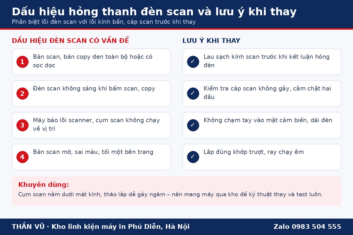 Dấu hiệu hỏng thanh đèn scan Canon MF3010 HP M1132 và lưu ý khi thay