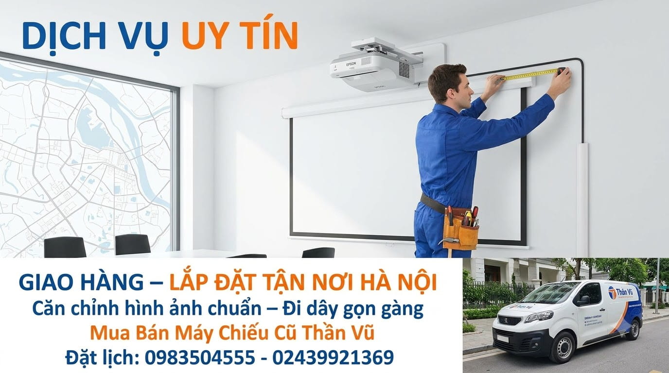 Dịch vụ giao hàng, khảo sát và lắp đặt máy chiếu Epson EB-535W tận nơi tại Hà Nội.
