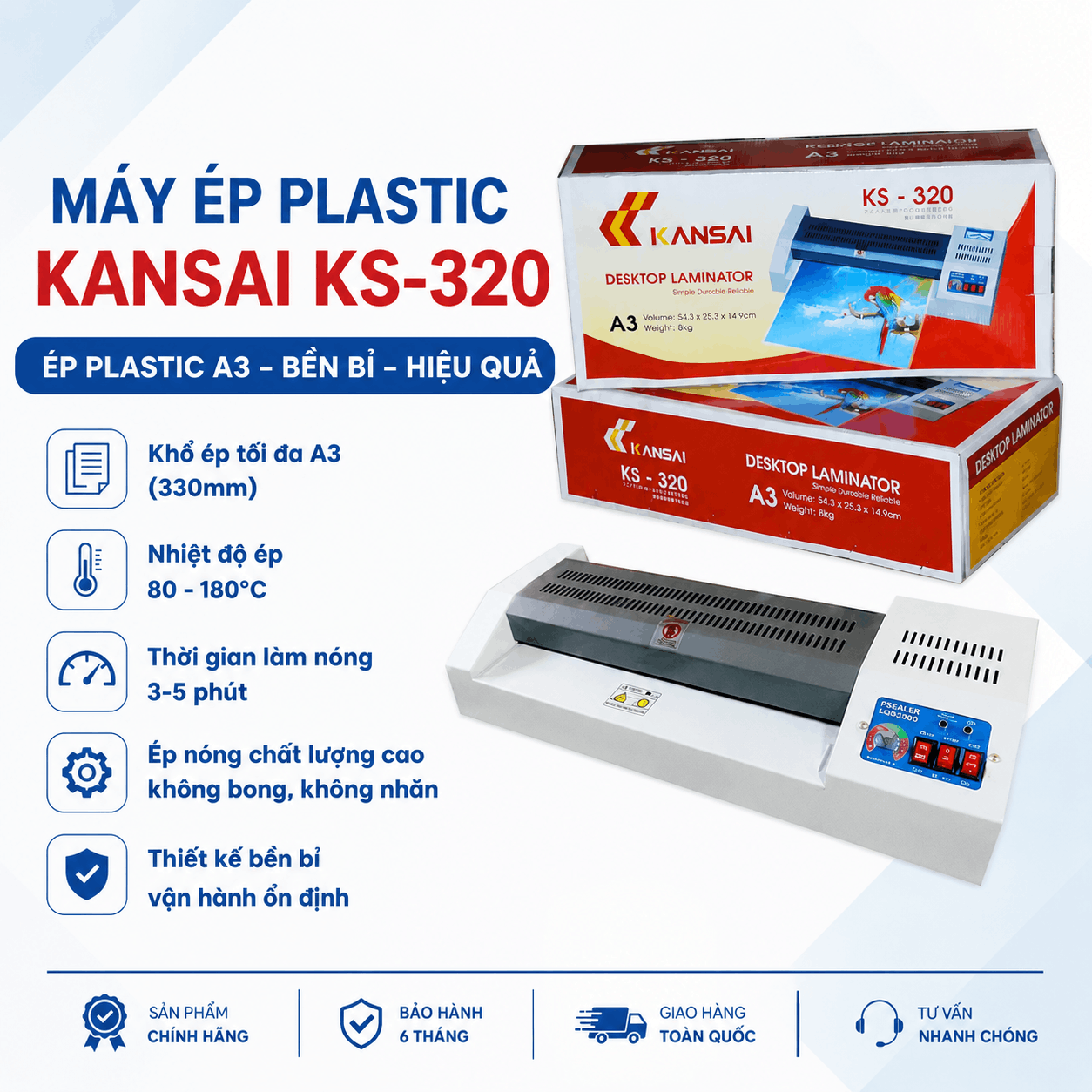 Máy Ép Plastic Kansai KS-320 Ru Lô To Hàng Bền Dễ Dùng