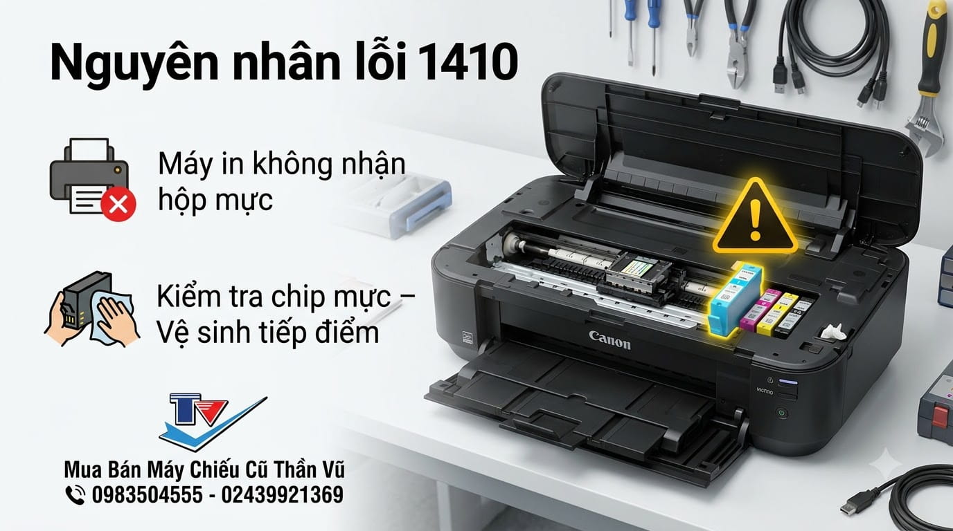 Canon IJ Status Monitor trên máy tính đang hiển thị mã lỗi Support Code 1410.
